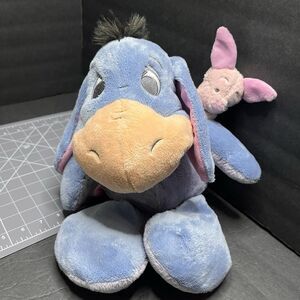Plush Eeyore with Piglet on shoulder Disney Parks  Plush Stuffed Animal Toy